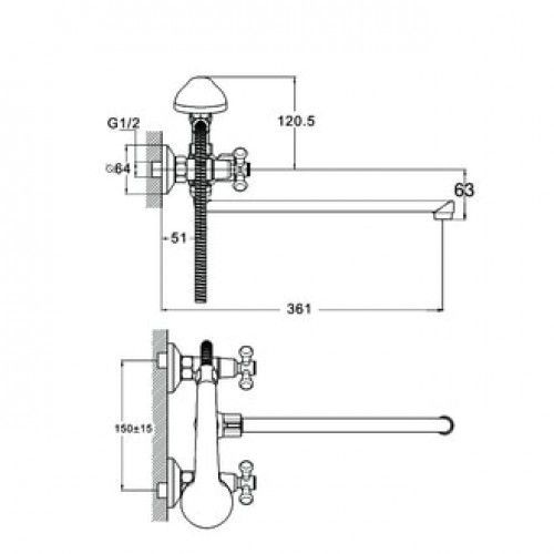 Смеситель для ванной, DMT7-B722