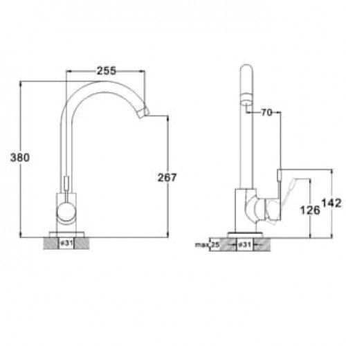 Смеситель для кухни, SAP4-A097