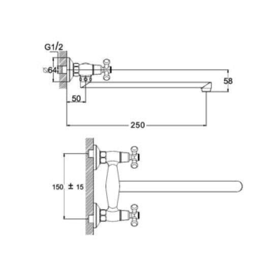 Смеситель для кухни настенный, DTZ12-B827