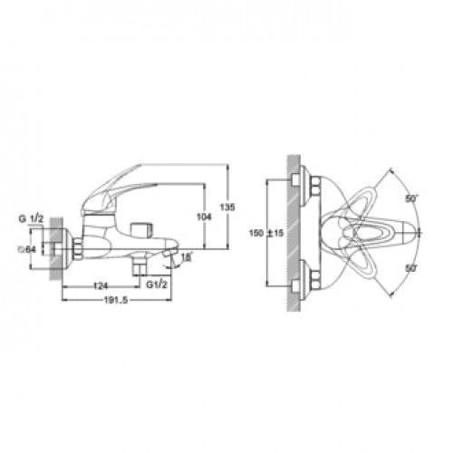 Смеситель для ванной, NHK3-A048