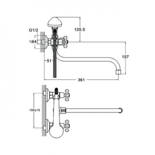 Смеситель для ванной, DMT7-A722