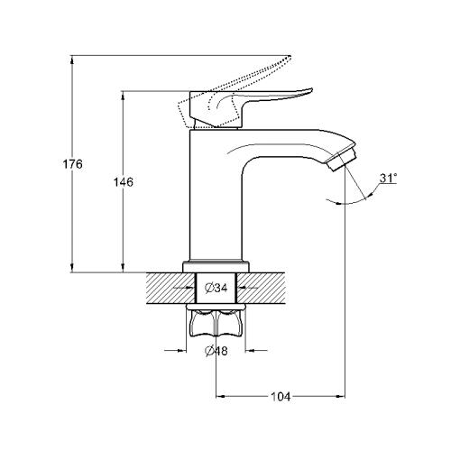Смеситель для ванны, NOG1-A134