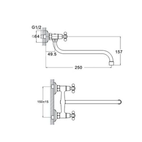 Смеситель для кухни настенный, DMX12-A605