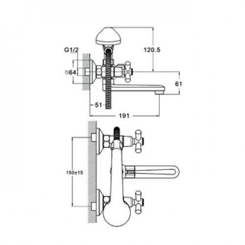 Смеситель для ванной, DMT3-A722
